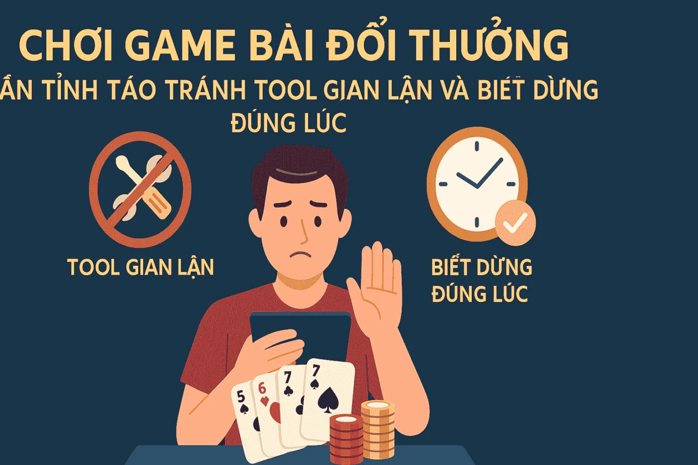 Chơi Game Bài Đổi Thưởng 1gom – Cách Thắng Lớn Dễ Nhất 2025 4 Chơi game bài đổi thưởng cần tỉnh táo tránh tool gian lận và biết dừng đúng lúc